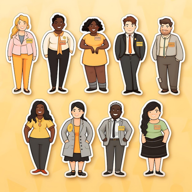 Een set stickers Emoji's en avatars van zakenman op het werk creatieve minimalistische poster met