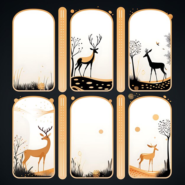 Foto een set van frame vector eenvoudig creatief voor telefoon cover ontwerp en stickers schattig dier met natuurlijk