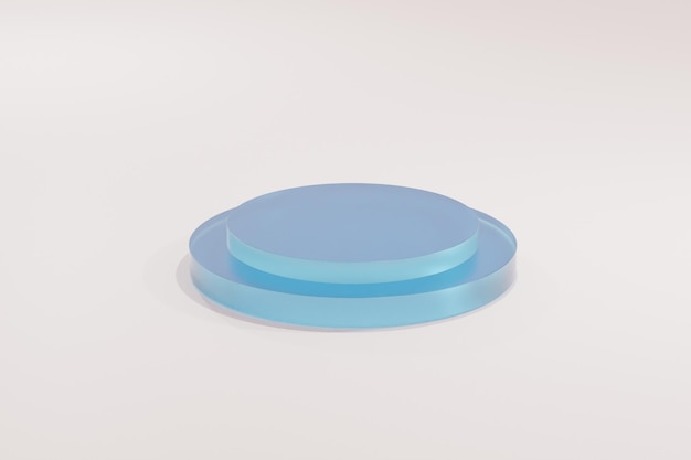 Foto een set van twee ronde plastic schijven met een blauwe basis.