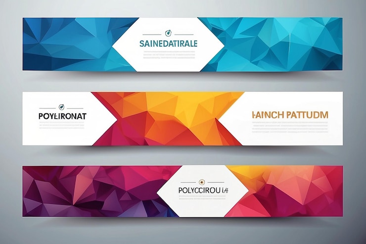 Foto een set vectorbanners met een veelhoekige achtergrond
