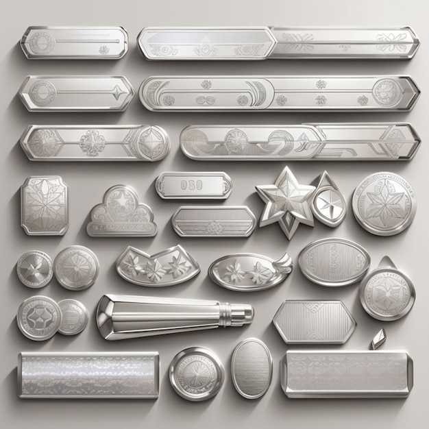 een set zilveren ontwerpen die AI heeft gegenereerd