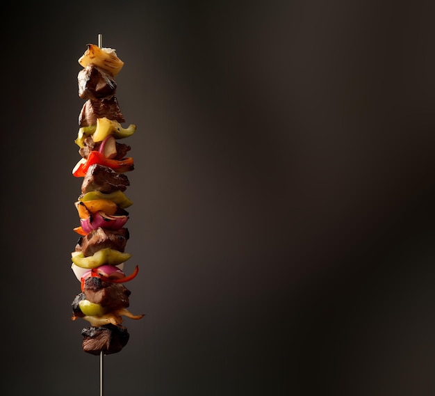 Een Shish Kebab op een donkere achtergrond