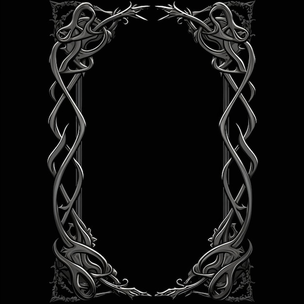 een sierlijk zwart frame met een Keltisch ontwerp