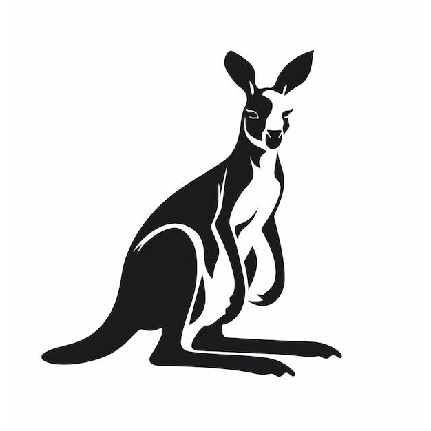 Foto een silhouet kangoeroe die op zijn achterpoten zit