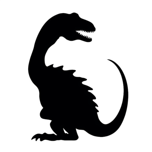 Een silhouet van een dinosaurus met een lange staart.