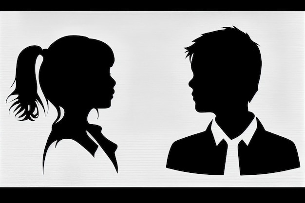 Een silhouet van een jongen en een meisje