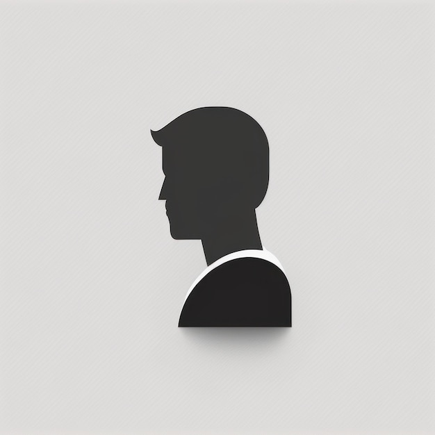 Een silhouet van een man met een zwarte achtergrond en een schaduw van een hoofd.