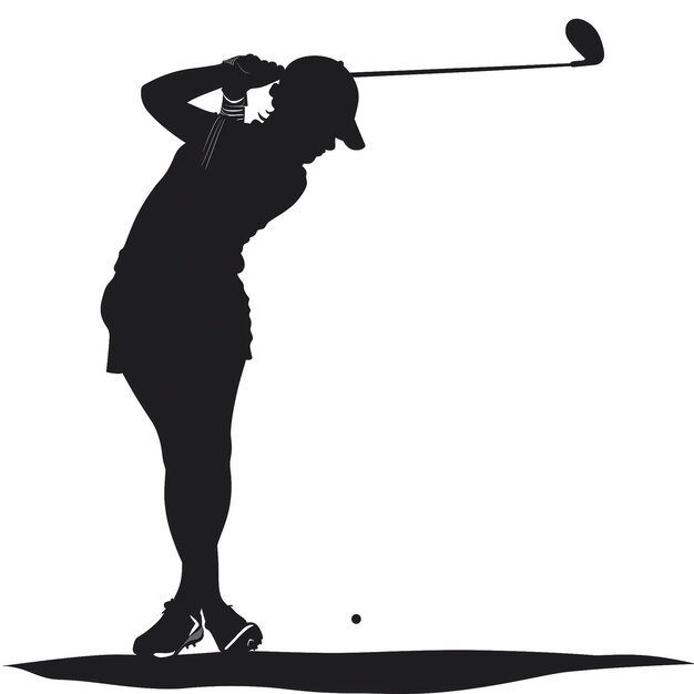 Foto een silhouet van een vrouw die golf speelt op een witte achtergrond