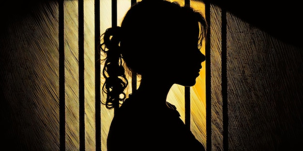 Een silhouet van het gezicht van een vrouw tegen een donkere achtergrond.