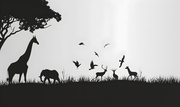 Foto een silhouet vector illustratie van dieren