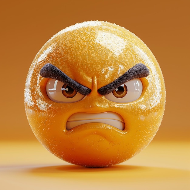 een sinaasappel met het woord boos erop