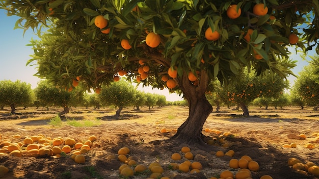 Een sinaasappelboom met sinaasappels eraan