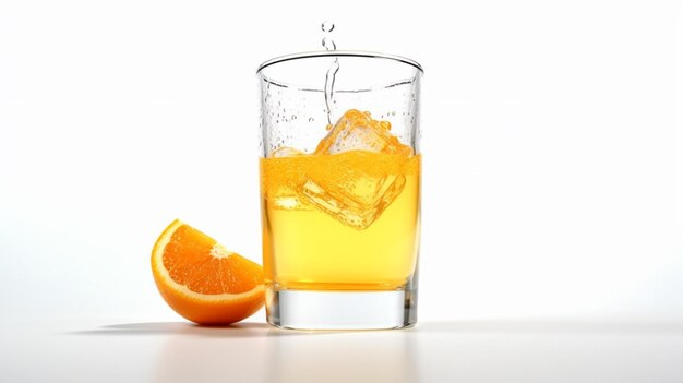 een sinaasappelsap wordt in een glas gespoten Ai Generative