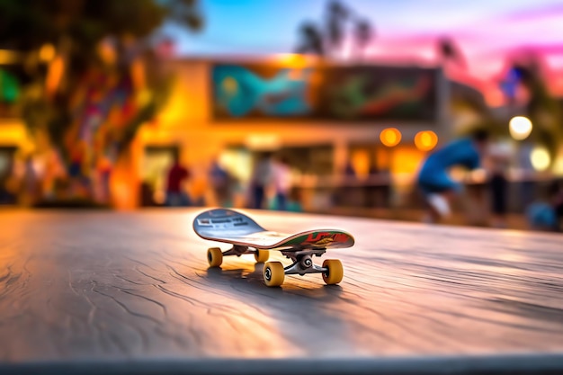 Een skateboard in een skatepark Longexposure-fotografie