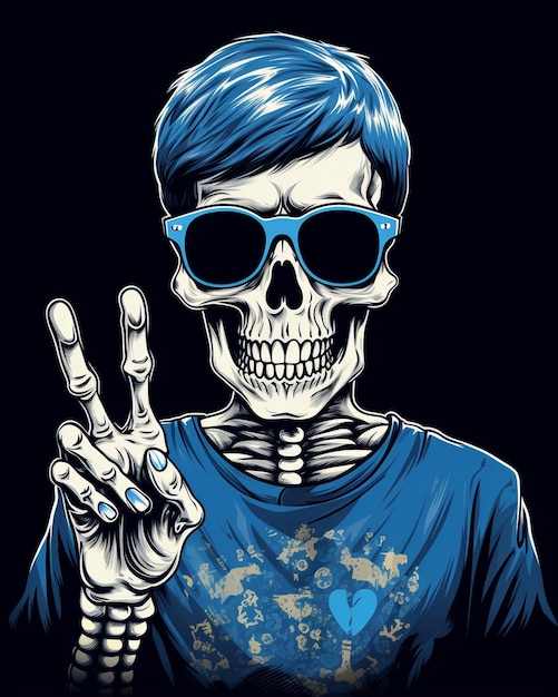 Foto een skull trendy grappig cool t-shirt ontwerp