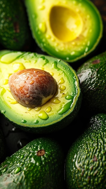 een slak is op een avocado die groen en geel is