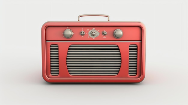 Een slanke en moderne 3D-gerenderde icoon van een radio die perfect is voor elk ontwerpproject Met zijn simplistische ontwerp en schone lijnen voegt dit radio-icon een vleugje vintage charme toe aan elke website of app