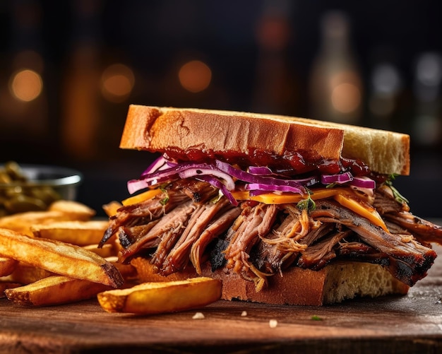 Een smakelijk broodje pulled pork op zijn best Generatieve AI