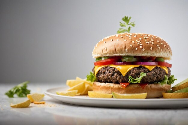 Een smakelijke hamburger met tomaat en kaas