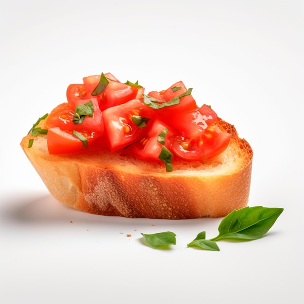 Een sneetje brood met tomaten erop