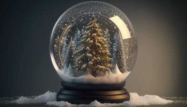 Een sneeuwbol met een kerstboom erin