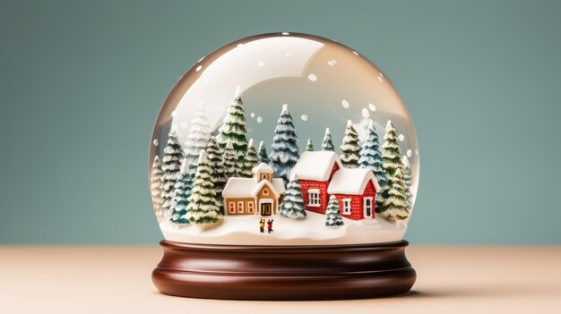 Een sneeuwbol met een vakantiethema en een miniatuur winters tafereel