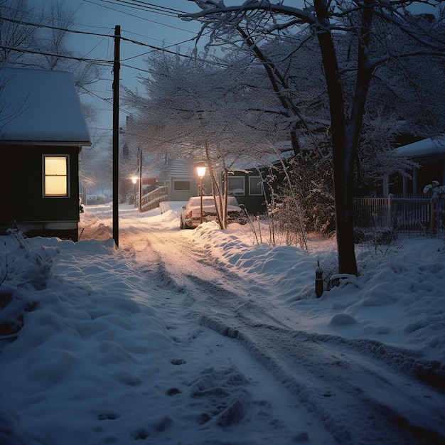 een sneeuwstorm gegenereerd door Ai