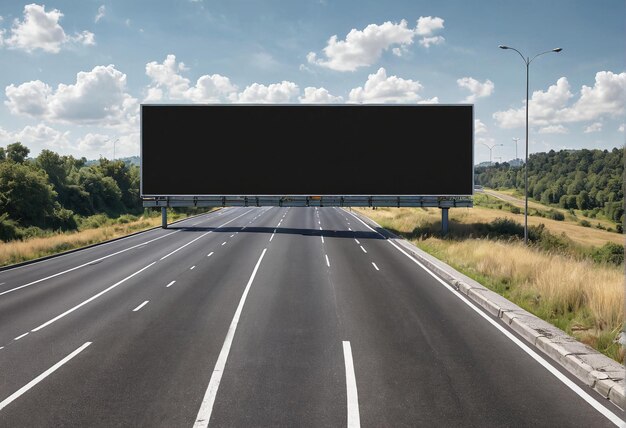 Foto een snelweg met een leeg billboard erop