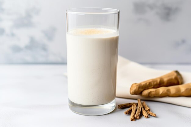 Foto een sojavrije maaltijdvervangende shake in een glas