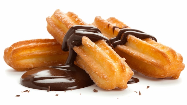 een Spaanse keuken Churros con Chocolate met geïsoleerd op witte achtergrond