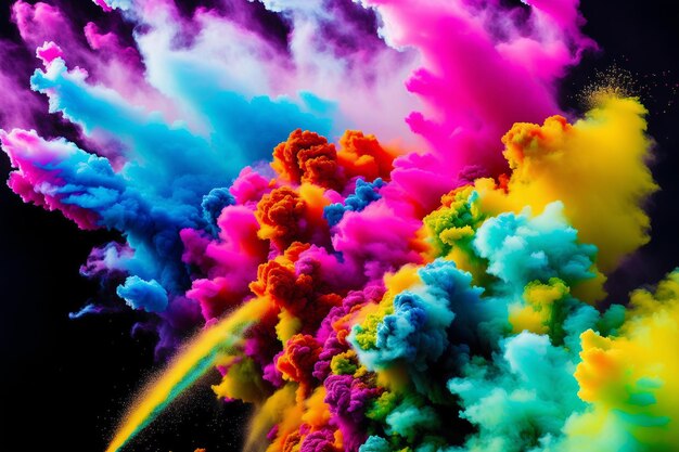 Een spectaculaire poederexplosie ontketend De pracht van kleurrijke poederexplosies omarmen Ruimte kopiëren Generatieve AI