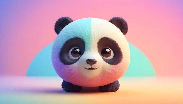 een speelgoed panda zit op een tafel