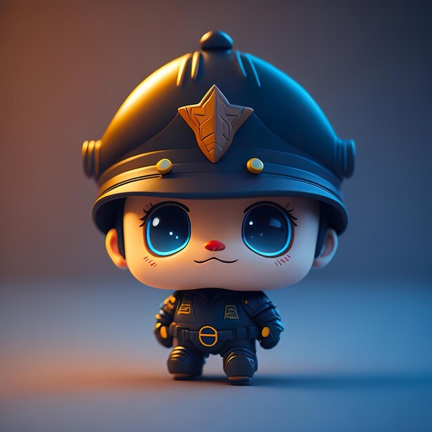 Een speelgoedfiguur van een politieagent met een helm op