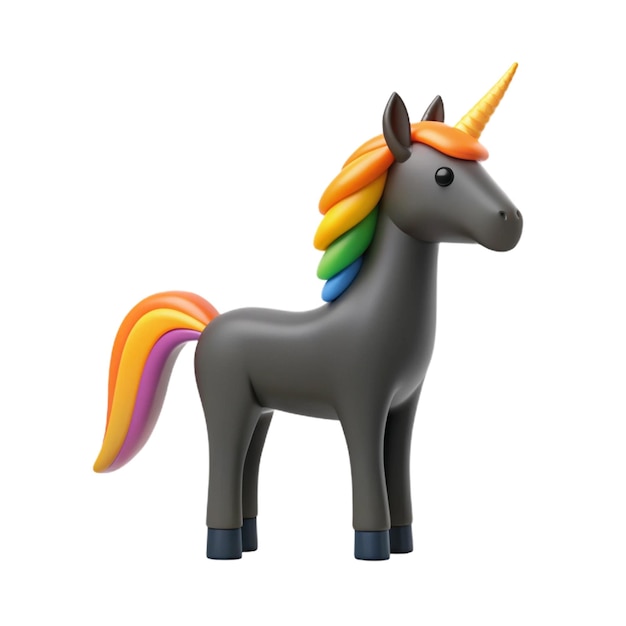 een speelgoedpaard met een regenboogstaart en staart