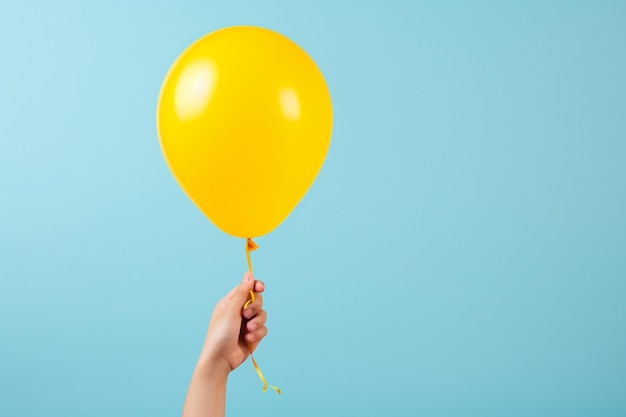 Een speels sarcastische hand die een gele ballon vasthoudt Generatieve AI