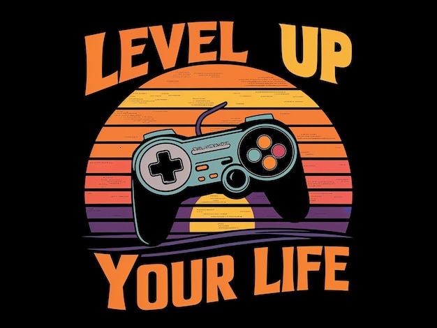 Foto een spelcontroller met het woord level up your life