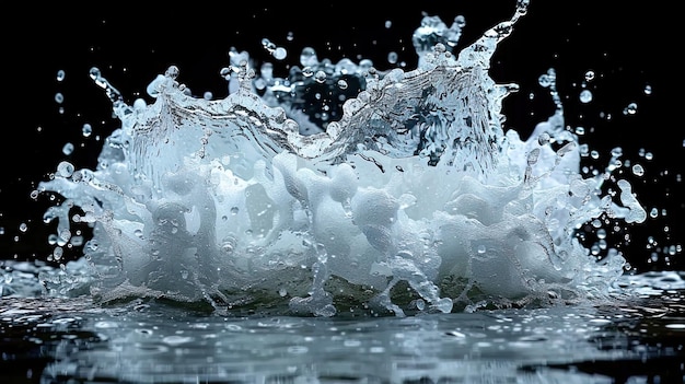 Een spetter water op een zwarte achtergrond