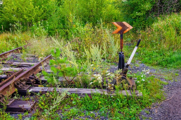 Een spoorbaan met een bord waarop staat 'het einde van de lijn'