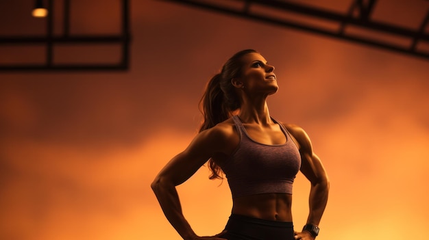 Een sportmeisje dat traint in de sportschool Atletische vrouw traint
