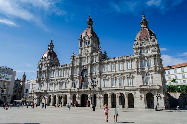 Een stadhuis van Coruna op het Maria Pita-plein in Galicië, Spanje