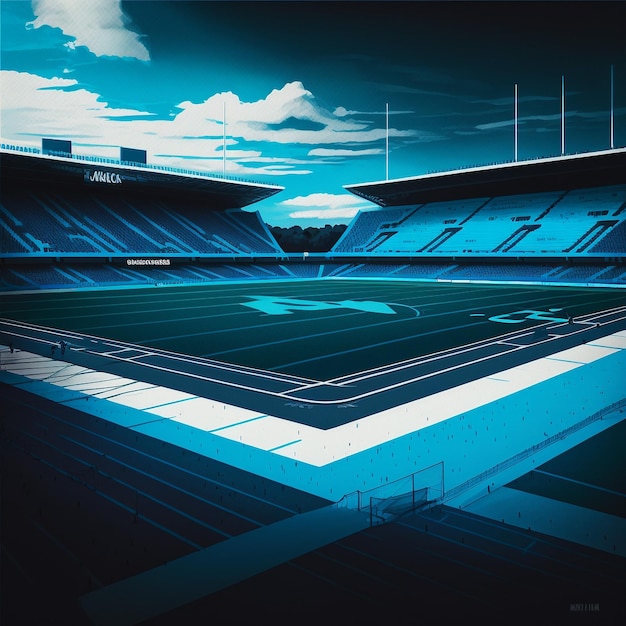 Een stadion met een blauw-wit bord waarop 'nittany' staat.