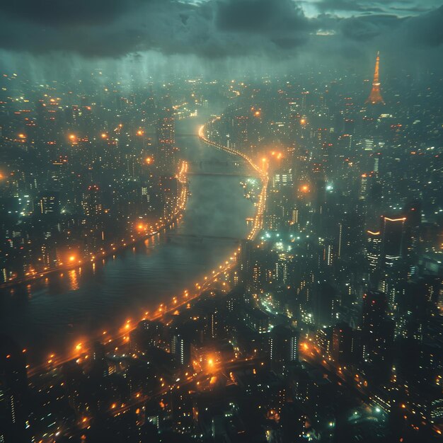 Foto een stadsbeeld's nachts