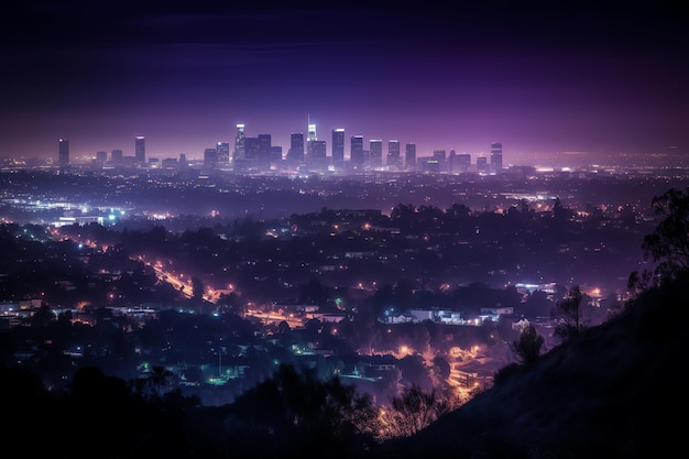 Een stadsgezicht met op de achtergrond de stad Los Angeles.