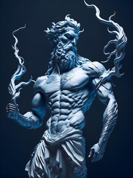 Een standbeeld van een griekse man met een baard en een baard.