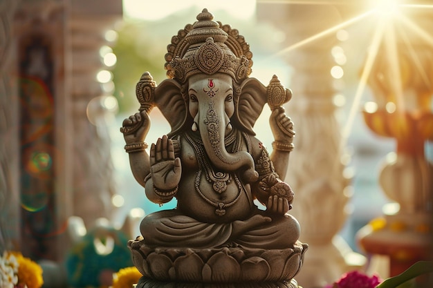 een standbeeld van Ganesha Bokeh stijl achtergrond