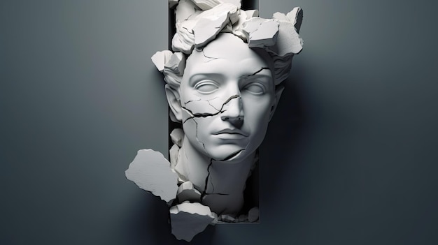 een standbeeld van het hoofd van een vrouw