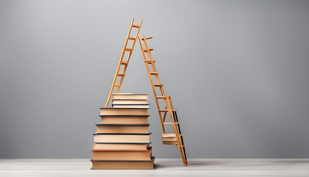 een stapel boeken met ladders op de bodem