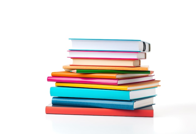 Een stapel boeken op een witte ondergrond
