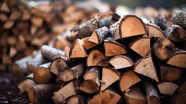 Een stapel brandhout Een stapel gezaagd en gehakt brandhout