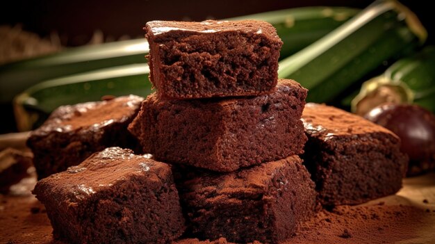 Een stapel brownies op een bord